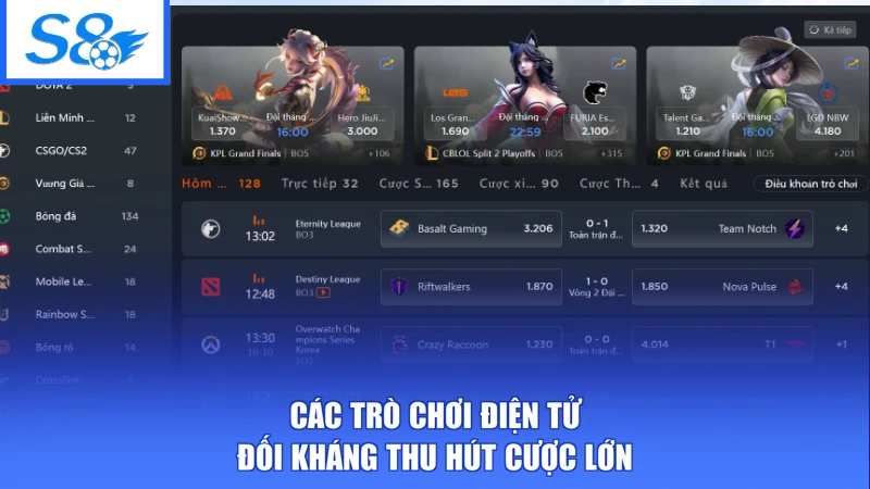 Các trò chơi điện tử đối kháng thu hút cược lớn
